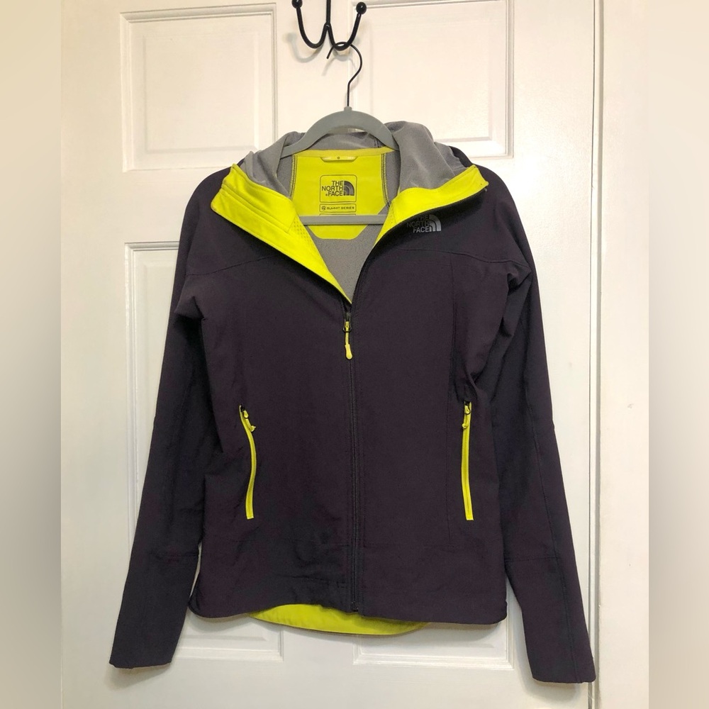 The North Face Summit Series Women's Purple and Yellow Zip-Up Hooded Jacket
